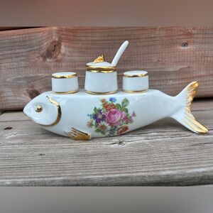 Poisson Limoges Jeanne d’Arc Vintage pour salière et poivrière! Très rare !